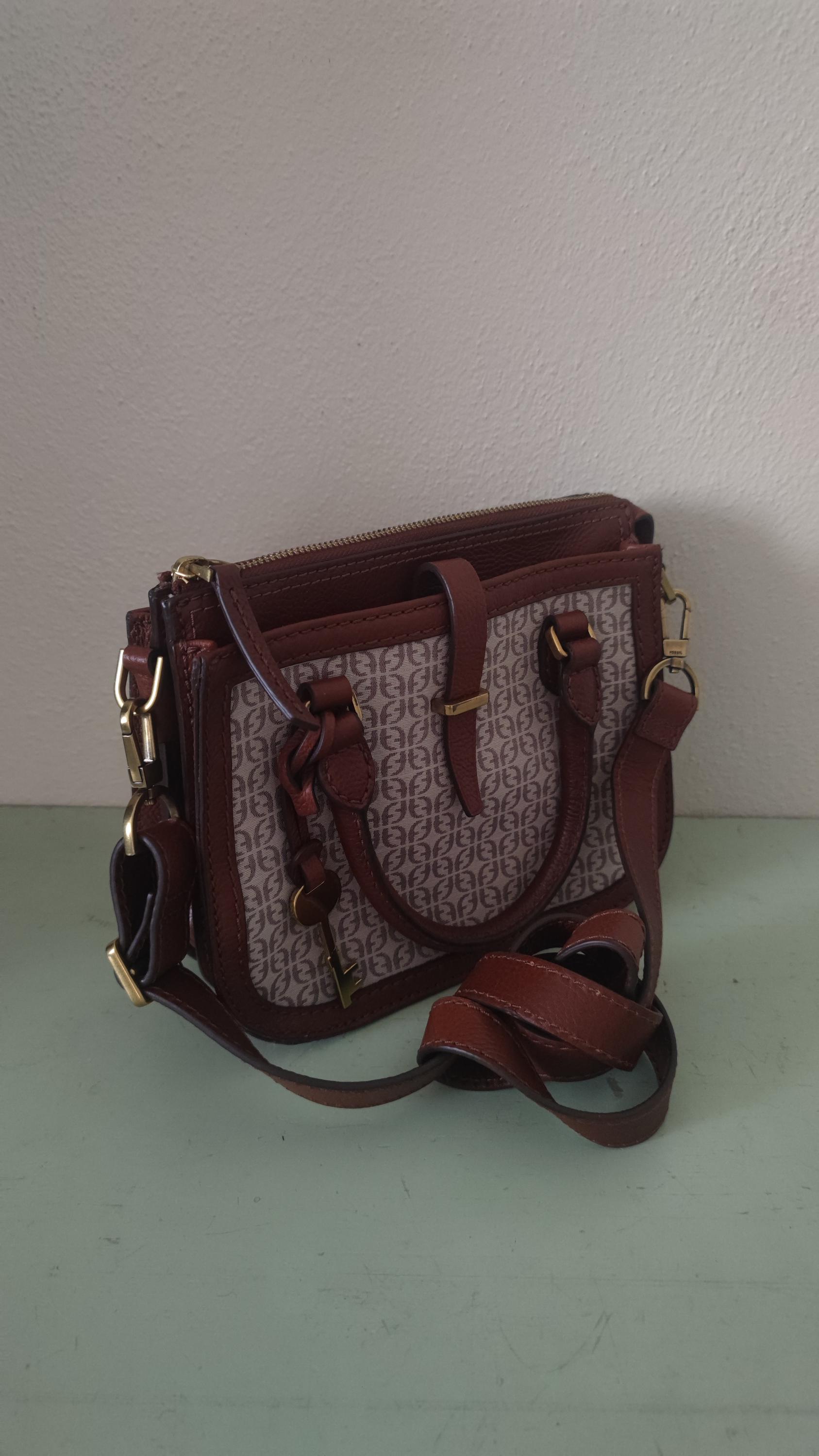 Fossil Ryder Jacquard Signature Mini Satchel Cross Body Purse
