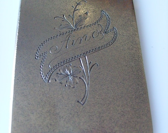 Bloc-notes vintage Finlande WWII, couverture du bloc-notes en argent brillant, pochette en métal vintage
