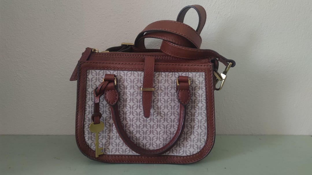 Fossil Ryder Jacquard Signature Mini Satchel Cross Body Purse