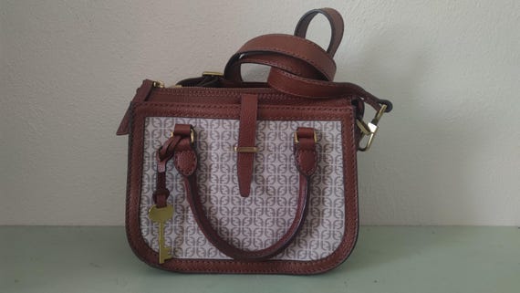 Fossil Ryder Jacquard Signature Mini Satchel Cross Body Purse
