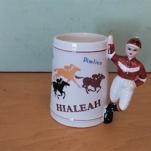 Swank Horse Racing Jockey Mug Hialeah Aqueduct Garden State Park