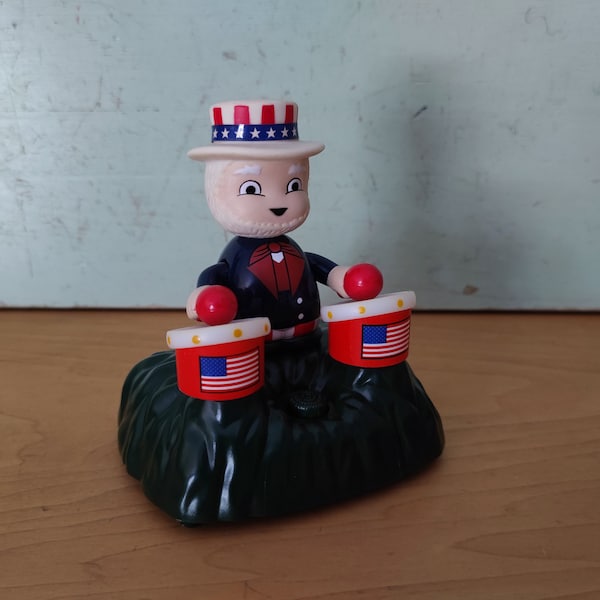 Drumming Uncle Sam Battery Operated Mechanical Toy Video Play Included