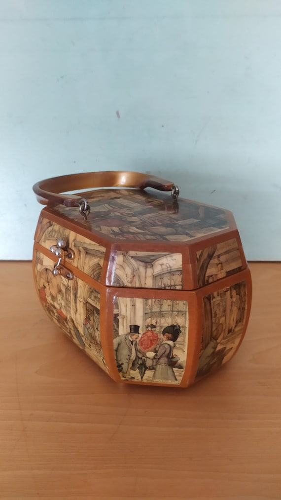 Anton Pieck At Marketplace Beechwood Purse 1973 S… - image 3