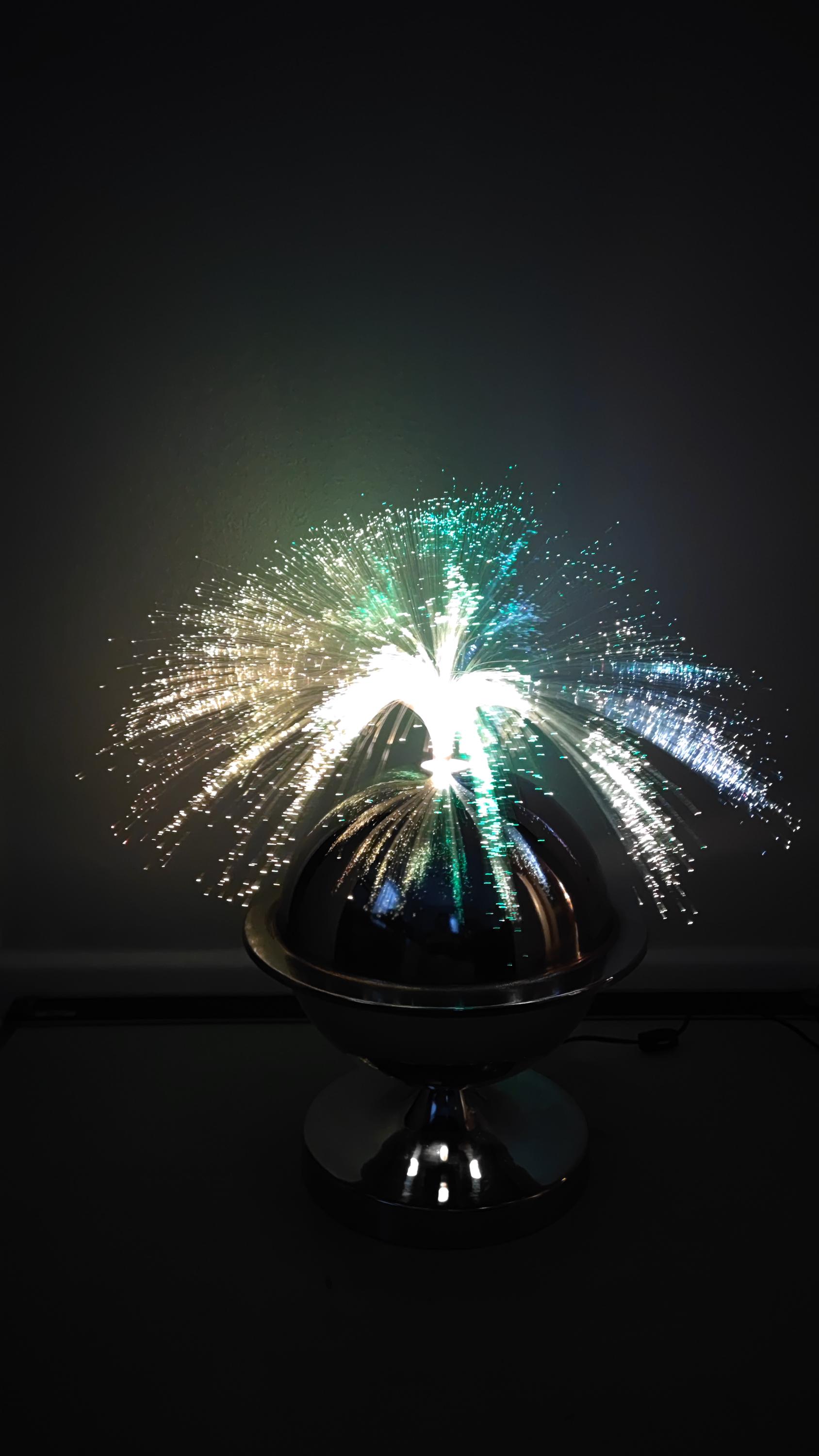 Cuda Chrome 303 Saturn Fiber Optic Rotating Rainbow Color Globe