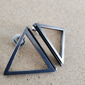 David Tisdale 1986 Signed & Dated Silver Triangle Earrings