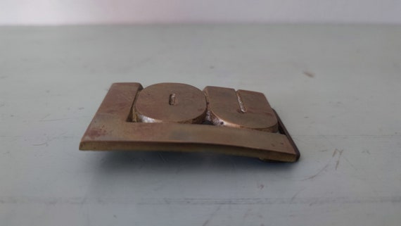 Solid Brass LOU Belt Buckle Vintage 1978 Baron Bu… - image 3