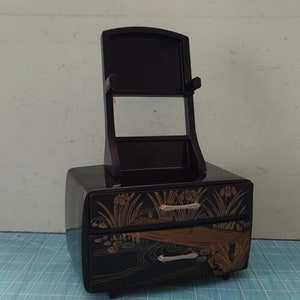 Vintage Japanese Jewelry Vanity Chest with Mirror Stand Vanity Makeup Stand