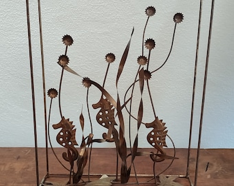 Vintage Seahorse 3D Metal Wall Sculpture A Good-Art Creation George Imports