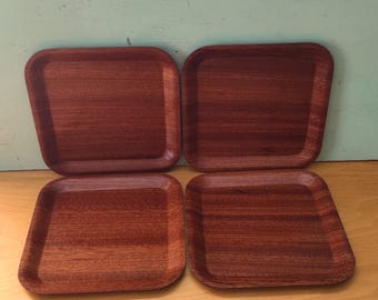 Backman of Finland Teak Serving Trays for Airlines 1950's