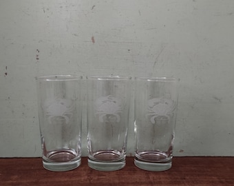 The Maryland Blue Crab Nautical Glassware Engraved Glasses Set of Three