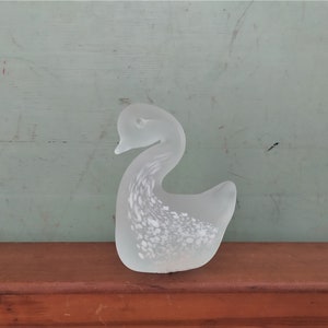 Vintage Frosted Satin Glass Winter Swan
