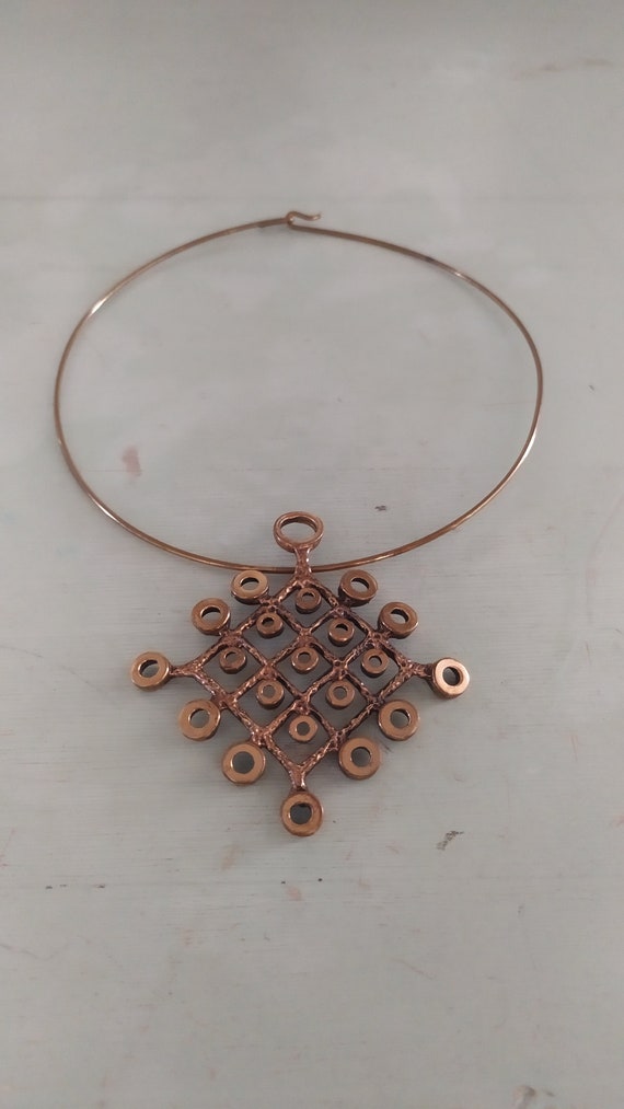 Bronze Coptic Cross Large Pendant Choker Necklace