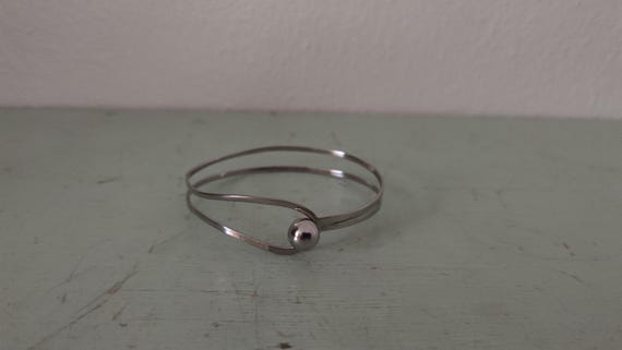Scandinavian Silver Loop & Ball Bangle Bracelet S… - image 1