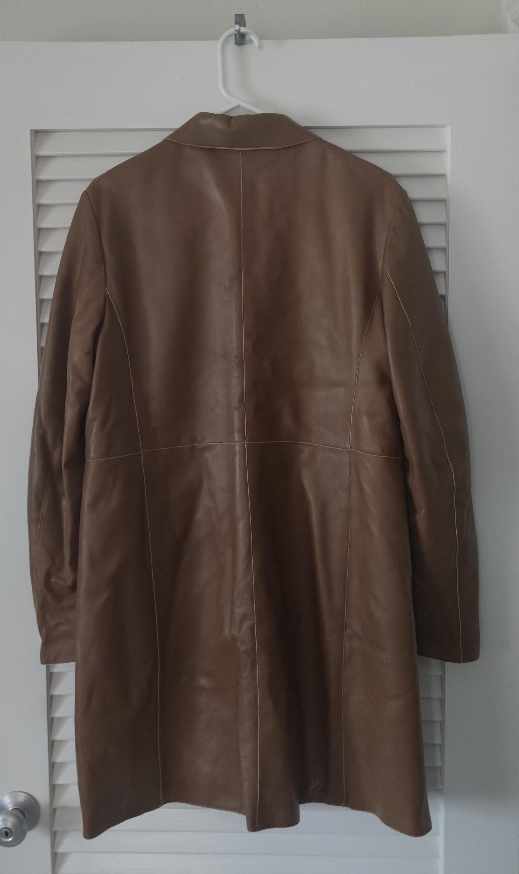 Jil Sander Knee Length Leather Mocha British Desert Trench Coat