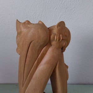 Balinese Wood Sculpture The Thinker Balinese Figural Wood Sculpture