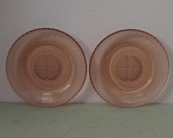 Fostoria Captiva Peach Lunch Plates Scalloped Shell Edges