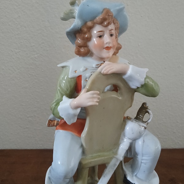 Antique German Registered Bisque Porcelain 11588 Lad Sitting in Chair