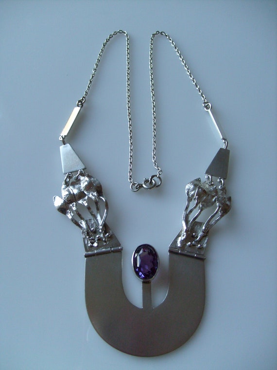 ARS HÕBE Estonian Silver/ARS Silver 875 Necklace Amethyst Stone Estonia Tallinn