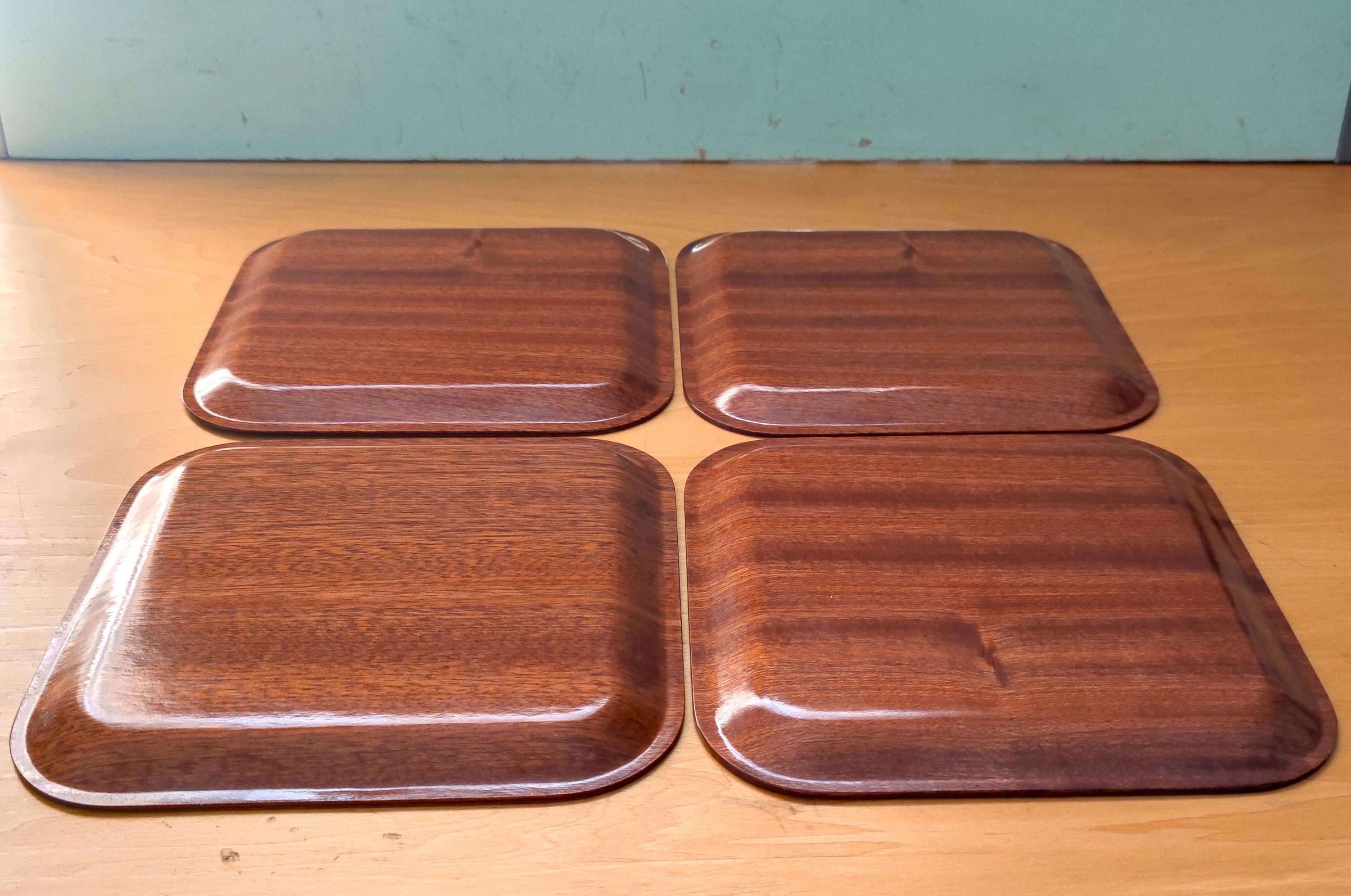 Backman of Finland Teak Serving Trays for Airlines 1950's