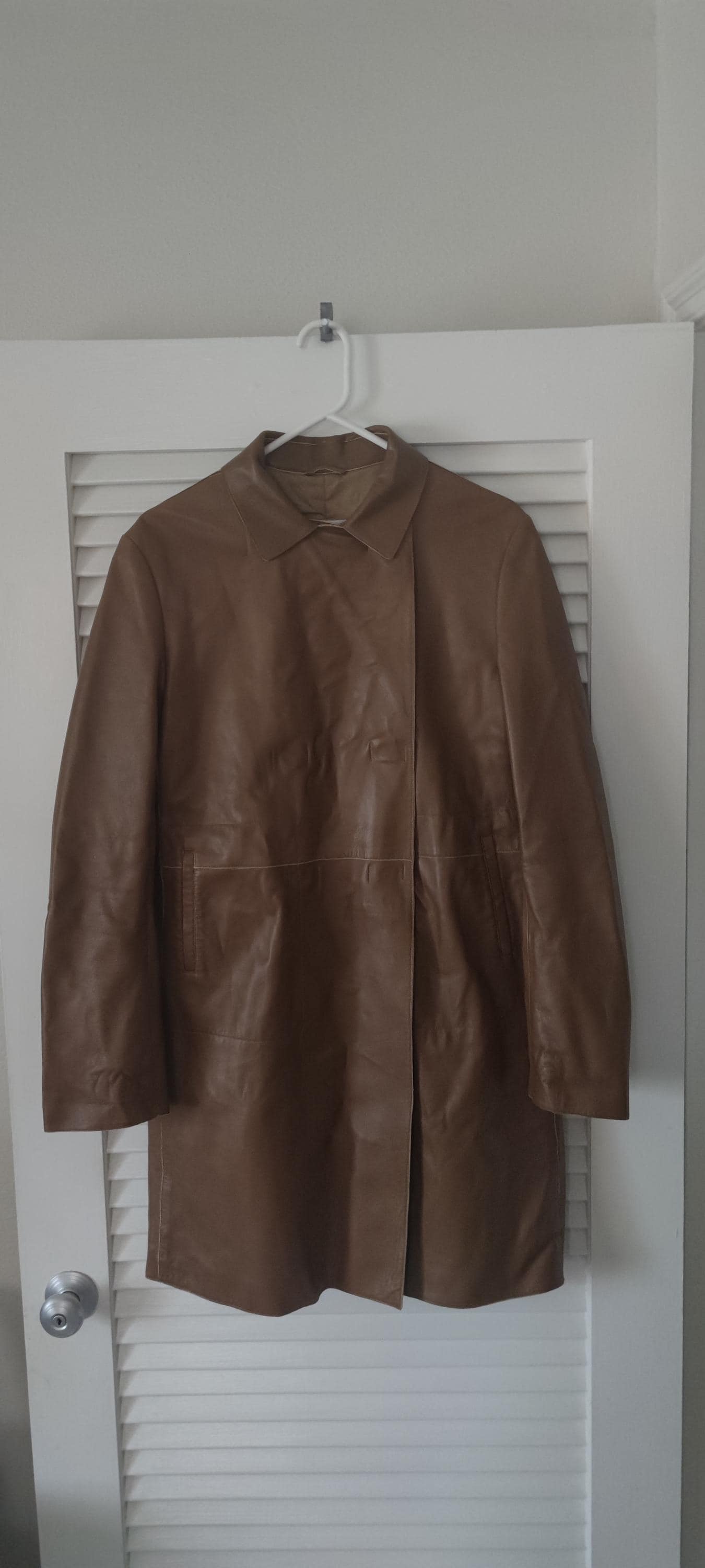 Jil Sander Knee Length Leather Mocha British Desert Trench Coat