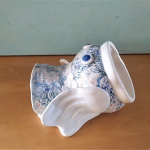 Large Ceramic Puffer Fish Ceramic Salt Fish Studio Art Pottery Signed Diahann C