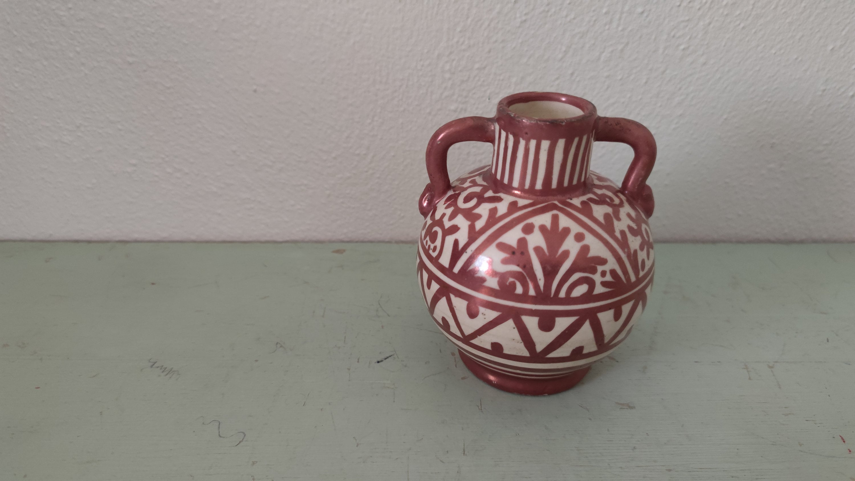 Antique Hispano Moresque Copper Lustre Pottery Vase