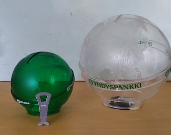 Vintage Finnland Weltkugelbanken skandinavische Globussparkassen mit Schlüssel