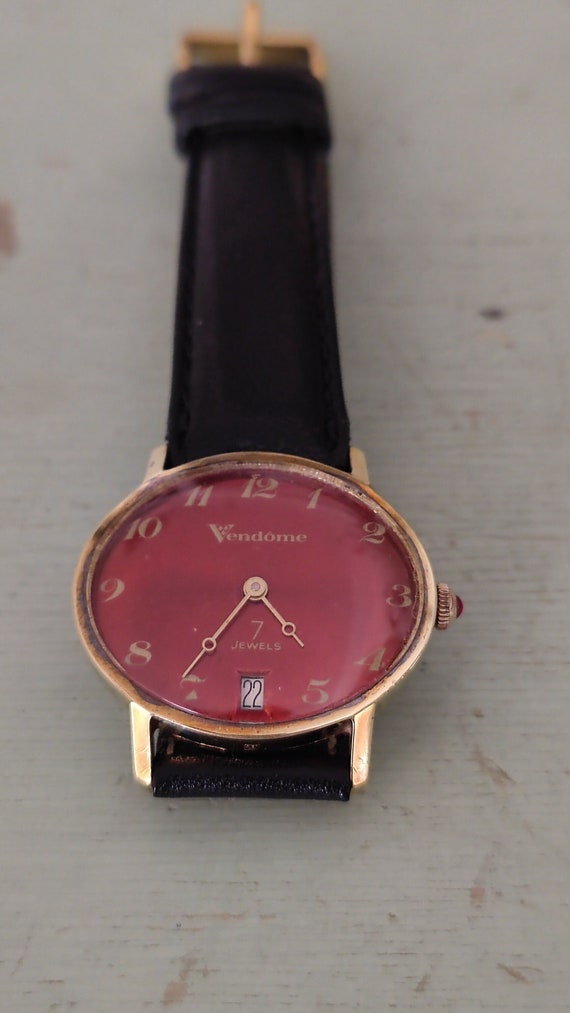 Vintage Vendome Ruby Red Coro 7 Jewls Movement Wri