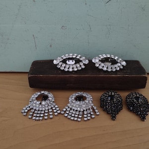 Vintage Musi Strass Schoen Clips Set van 3 Art Deco Sprankelende Faux Diamanten