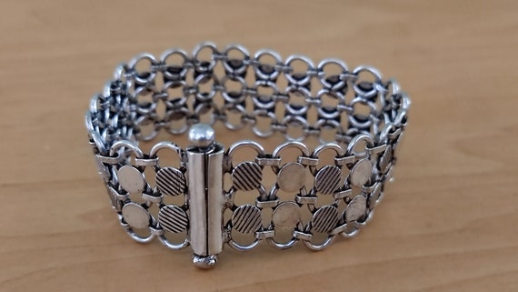 Solid Silver Wide Panel Mesh Weave Reversable Bra… - image 10