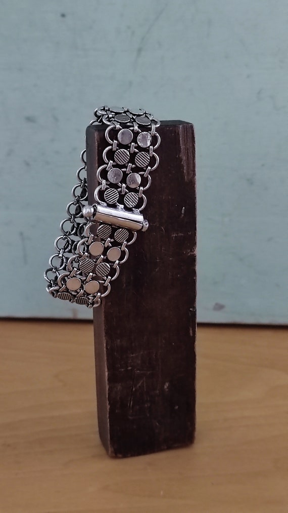 Solid Silver Wide Panel Mesh Weave Reversable Bra… - image 3