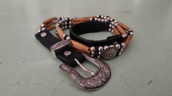 Cactus Mountain Hand Crafted Concho Belt with Tea… - image 1