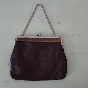 Vintage 1920&#39;s German Casual Café Soft Leather Cobre Filigrana Monedero KOM Modell