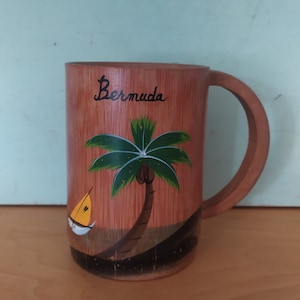 Vintage Bermuda Bamboo Large Beer Mug 1950’s Bermuda Sailing Beach Tiki Cocktails