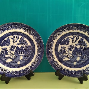 Antique Gustavsberg Blue Willow Lunch Plates Gustavsberg Pottery Sweden 1878
