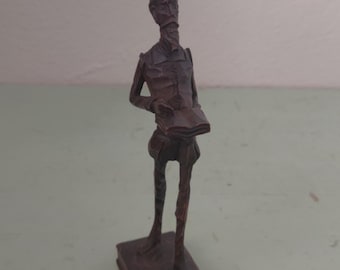 Don Quixote Reading Wood Figure With Book Base Spain Espanja