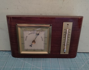 Lufft German Thermometer with Barometer 1930’s Wall Hung Moisture Meter