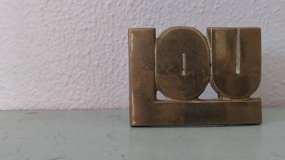 Solid Brass LOU Belt Buckle Vintage 1978 Baron Bu… - image 2