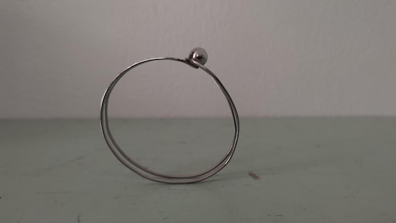 Scandinavian Silver Loop & Ball Bangle Bracelet S… - image 6