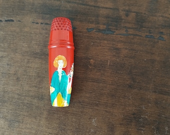 1920s Celluloid Sewing Thimble Holder Needle Case Etui Necessary Compendium