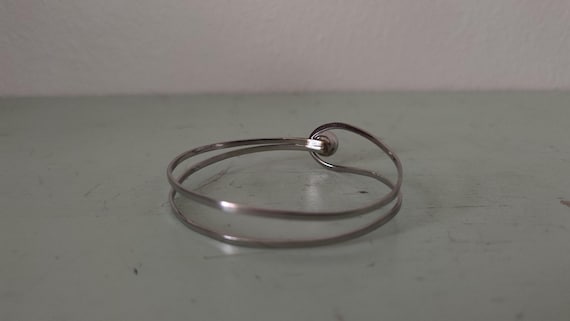 Scandinavian Silver Loop & Ball Bangle Bracelet S… - image 4