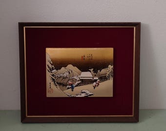 Enamel Gilt Replica of Evening Snow at Kambara By Utagawa Hiroshige