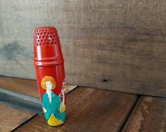 1920 年代のセルロイド製裁縫用指ぬきホルダー 針ケース 小箱 必需品