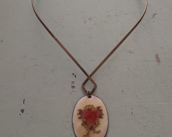 Hawaïaanse koperen emaille hart hanger ketting van M.L. Rhodos