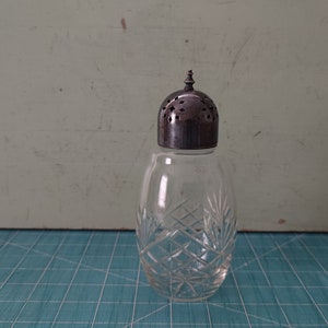 Antique Sugar Shaker Pear Shaped Cut Glass Pineapple Pattern