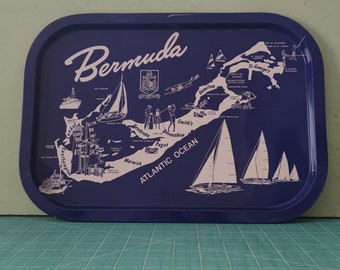 Classic Bermuda Island 1950’s Bermuda Blue Metal Bar Tray