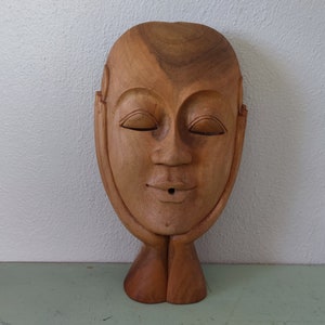 Balinese Wood Sculpture Mask Indonesia Beauty of Hearing No Evil