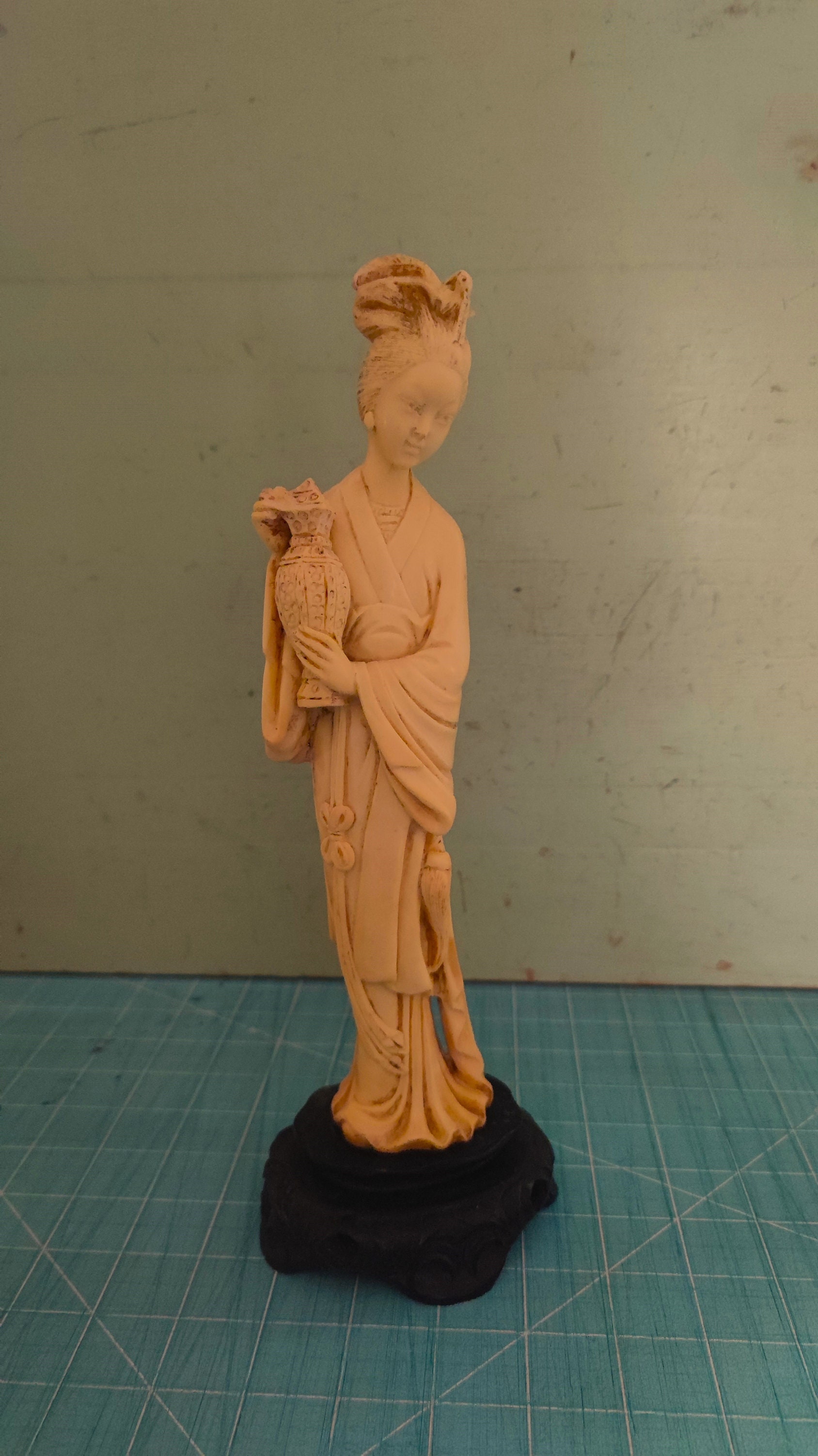A. Santini Japanese 12” Geisha Alabaster Resin Sculpture Geisha