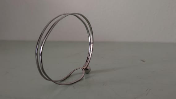 Scandinavian Silver Loop & Ball Bangle Bracelet S… - image 9