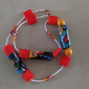 Vintage Murano Millefiori Style Beaded Necklace Venetian Glass Beads